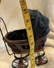 Antique Victorian Baby Doll Stroller Vintage Wicker Wood Iron Baby Doll Carriage