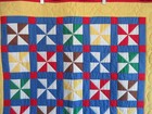 Vintage Hand Quilted Handmade Quilt  Patchwork Pinwheel  Primary Colors 35 X 46