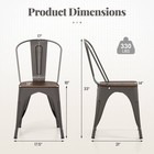Tolix Style Metal Dining Chairs Set Of 4 W wood Seat   Removable Backrest