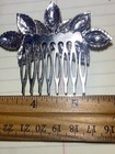 Vintage Rhinestone Floral Hair Comb Silver Tone Bridal Wedding Prom Estate