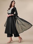 Women s Cotton Silk Embroidered Kurta Palazzo And Dupatta Set   Wedding Dress  