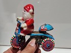 Vintage 1960 s Tin Litho Plastic Santa Tricycle Christmas Works 