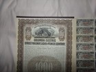 1905 Columbia Electric Street Railway  Light   Power Co  Specimen  1000 Bond Abn