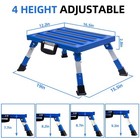 Aluminum Rv Folding Step Stool Adjustable Nonslip 1000lb For Camper Blue