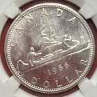 1966 Canadian 1 Dollar Silver Coin  Free Shipping