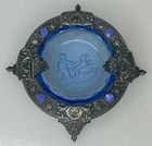 Intaglio Open Salt Cellar On Jeweled Bohemian Czech Holder - 95480