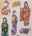 Gaia Cute Girl Japanese Beautiful Kimono Sticker Sheet Made In Japan