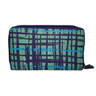 Vera Bradley Accordion Wallet Navy teal Art Plaid Faux Leather 13731-336 Nwt
