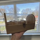 Oak Wood And Clear Plastic Rectangular Bread Bin With 3 Compartments