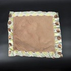 Baby Lovey Security Blanket Soft Plush Dot Satin Trim Green Brown Unisex