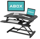 Abox - Electric Powered Standing Desk Converter Computer Table Monitor -  Black