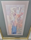 Vtg Abstract Art Print Titled  bluff  Framed In Large Brass Frame 42x28