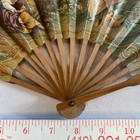 Vintage Wooden   Paper Hand Fan Fold Up 1920-1930s English Lounging - Antique
