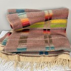 Vintage 40s 50s Mexican Saltillo Serape Wool Blanket Hand Woven Multicolor 43x80