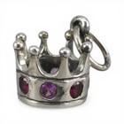 Sterling Silver Pink Red Jewels Crown Charm For Bracelet King Royalty Gift New