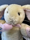 Vintage Plush Bunny Rabbit Long Ears  Jointed 7   t  Stuffed Animal Pink Ears