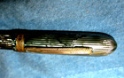 Vtg majestic 5 striated Green grey Fountain Pen Resored W new Sac   New Nib