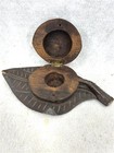 Antique Sewing Thimble Box Ooak Hand Carved Wooden Nut Original 19th C 