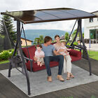 3-seat Patio Porch Swing With Adjustable Hardtop 3 In 1 Convertible Patio Swing