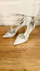 Silver Strappy Pointed Toe Stiletto Heels Buckle Ankle Strap Women s Solid