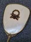 Vtg Brass Gold-tone Ornate Vanity Dresser Hand Mirror Brush Comb Stylebuilt Set