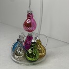 Set Of 6 Blown Mercury Glass Bird Ornaments Multicolored Pink Blue Yellow 2   
