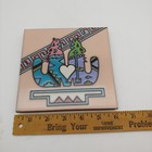 Southwest Wolves Coyotes Tile Trivet - 6  Vtg 1980s Pastel Colorful Embossed