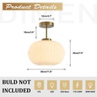 Mid Century Modern Brass Semi Flush Mount Ceiling Light Vintage Globe Glass C   