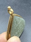 Antique Islamic Jade Pendant Silver Gold Inlay Quranic Calligraphy Talisman