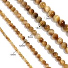 Natural Tiger s Eye Gemstone Smooth Round Loose Beads For Diy Bracelet Necklace