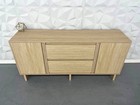 Modern Oak Finish Sideboard Buffet Cabinet With Storage Drawers   Doors