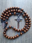Brown Catholic Paracord Rosary With St Benedict Crucifix   Mary Our Mother Medal