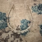 Silver Tone Metal Tiara Headband W  Blue Rhinestones   Teardrop Center Stone