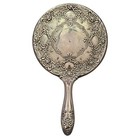 Elegance Vintage Victorian Hand Held  Silver Plated Vanity Mirror 9   