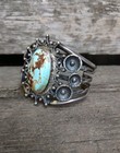 Navajo Silver Bracelet Antique Native American Turquoise Old Pawn Cuff 1920