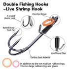 9km Dwlife Live Shrimp Fishing Hooks  Double Type A-assorted 15pcs  Black