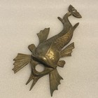 Vtg Or Antique Brass Or  Bronze Dolphin Koi Fish Salvage Plaque  Sconce  Light 