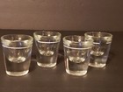 Set Of 4 Vintage Heavy Lined Shot Glasses Thick Glass Bottoms 2 1 4  Tall