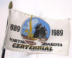 Vintage 1989 Desk Stand 2 Fabric Flag Set North Dakota State And Nd Centennial
