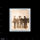 Old Vintage Square Photo Quartet Men Women Couples Horse Snow Winter Scene