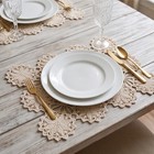 Vintage Handmade Crocheted Beige Doily Placemats Set Of Four