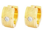 Edforce Stainless Steel Aaa Cz Inlay Sandy Textured Hoop Huggie Earrings