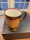 Antique English Copper Lusterware Mug Yellow Floral Motif Ca  1830s   1840s