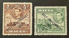 Travelstamps  Malta Stamps Sg 235-236 1947 Self Government Op Used Handstamped