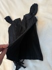 Juniors Black Overbust Lace-up Boned Corset Bustier Goth Ruffle Eyelet S