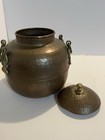 Antique Turkish Hand Hammered Copper Pot With Lid Brass Knob Handmade Vessel 