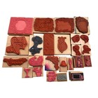 Vintage Lot Of 24 Wooden Rubber Stamps Assorted Designs Hero Arts Mixed Brands