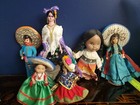 Vintage Latino Doll Lot In Original Clothes Group Of 6 Dolls Mexican Flamingo 