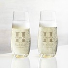 Stemless Champagne Flutes Set Of 2     Engraved Wedding Champagne Glasses Crystal
