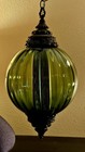 Hanging Green Light Swag Glass Lamp Retro Vintage Antique Falkenstein Plug-in 